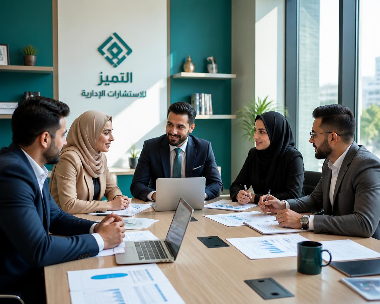 اجتماع اقتصادي لمهنيين عراقيين حول طاولة عمل